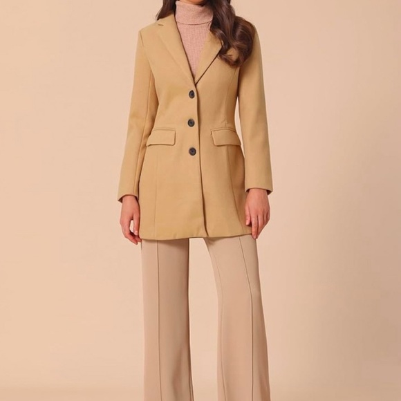 Women’s Notch Lapel Single Breasted Winter Coat - Picture 3 of 6